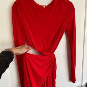 Rachel Zoe red waist cut out dress (0)